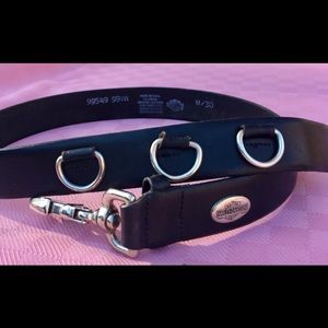 Harley Davidson Black Leather Belt Silver Detail